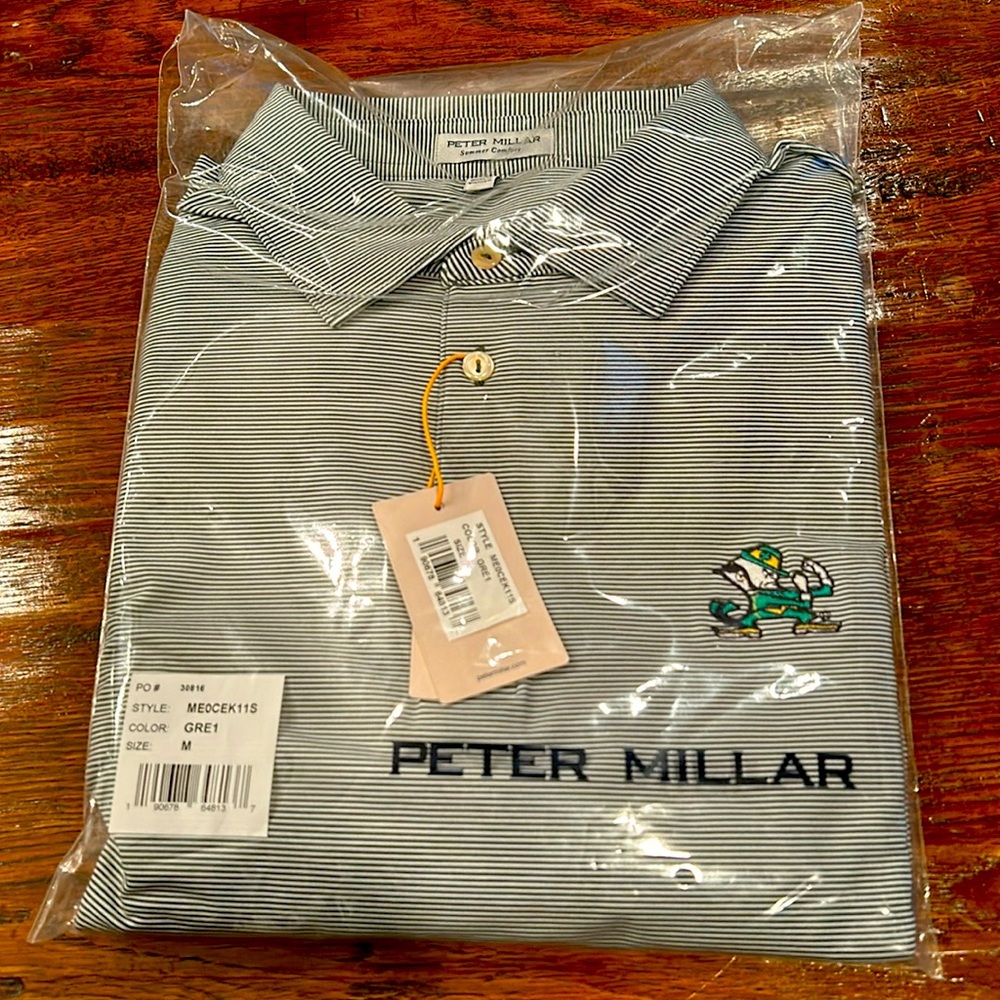 New in Bag Peter Millar Notre Dame Golf Shirt